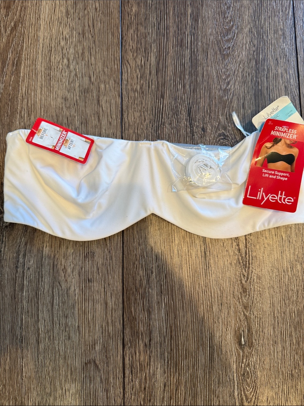 Lilyette White Strapless Minimizer Bandeau Bra